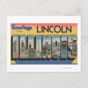 Lincoln, Illinois - Large Letter Scenes Postcard
