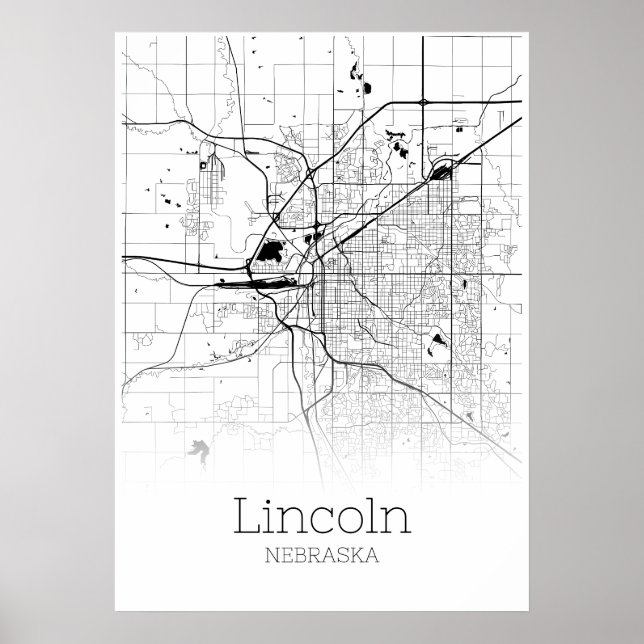 Lincoln Map - Nebraska - City Map Poster (Front)