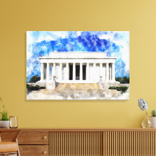 Lincoln Memorial facade in watercolor Canvas Print