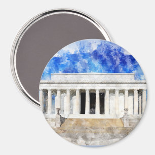 Lincoln Memorial facade in watercolor Magnet