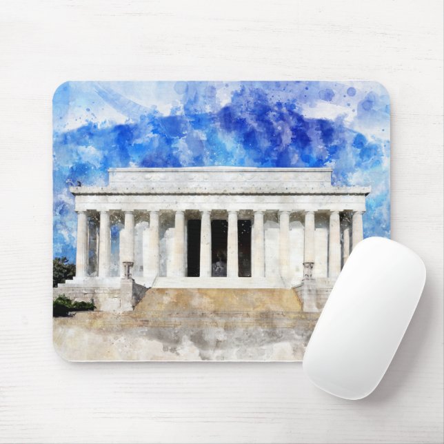 Lincoln Memorial facade in watercolor Mouse Pad (With Mouse)