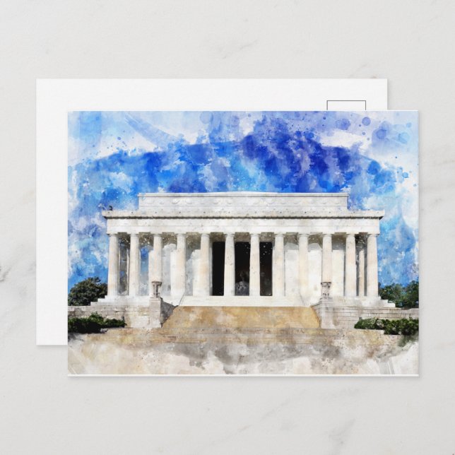 Lincoln Memorial facade in watercolor Postcard (Front/Back)