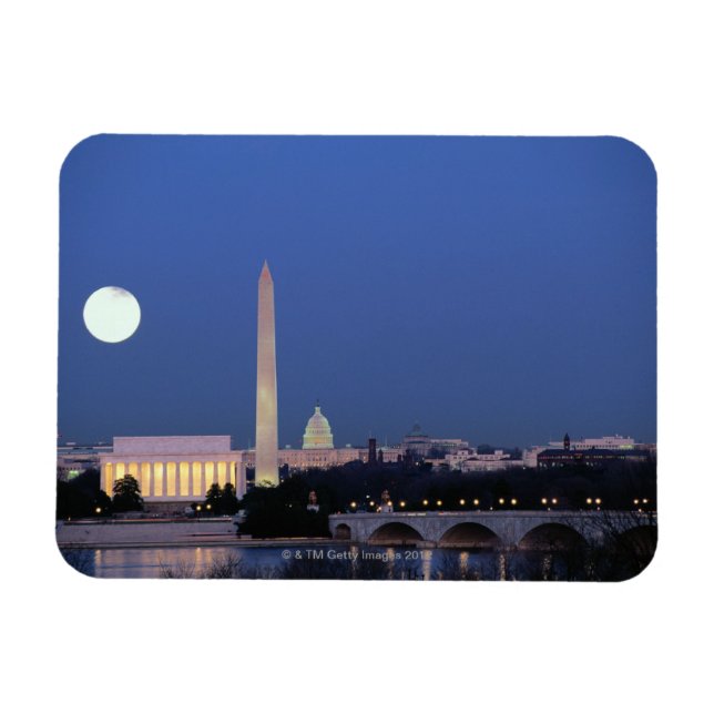 Lincoln Memorial, Washington Monument, US Magnet (Horizontal)