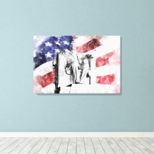 Lincoln Memorial watercolor with American flag Canvas Print