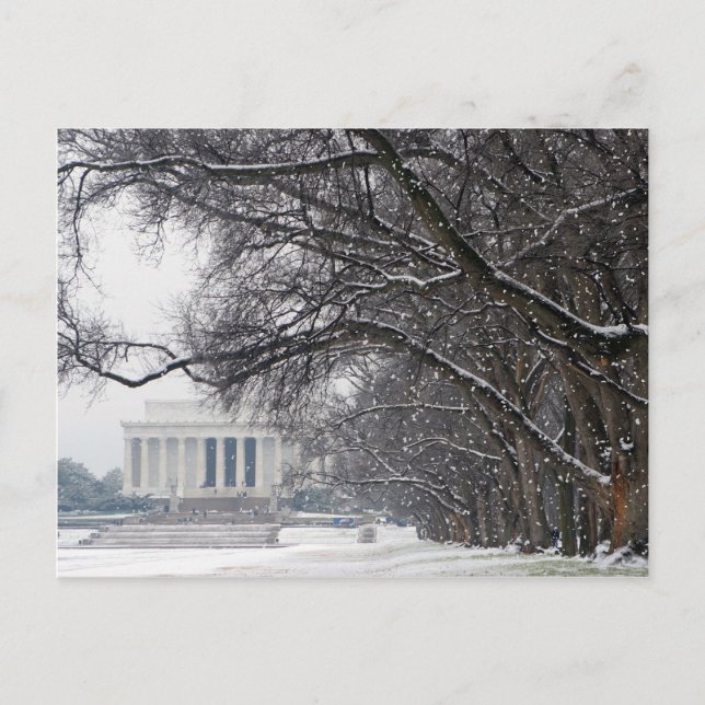 lincoln memorial winter snow postcard (Front)