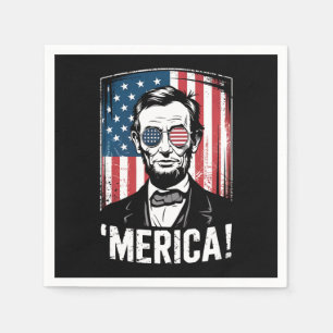 Lincoln Merica 4th Of July American Flag Vintage Napkin