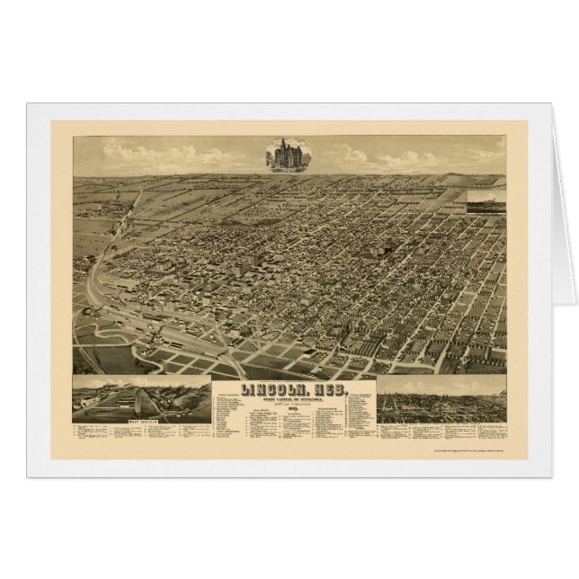 Lincoln, NE Panoramic Map - 1889 (Front Horizontal)