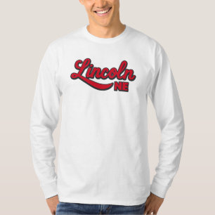 Lincoln NE Script Logo Bold Red Retro City T-Shirt