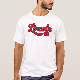 Lincoln NE Script Logo Bold Red Retro City T-Shirt