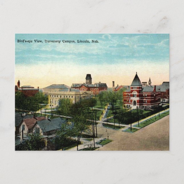 Lincoln NE University Campus, 1910s Vintage Postcard (Front)