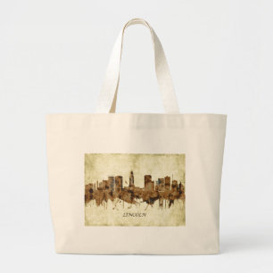 Lincoln Nebraska Cityscape Large Tote Bag