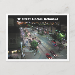Lincoln Nebraska "O" Street at Night Postcard