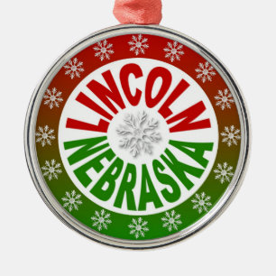 Lincoln Nebraska red green ornament