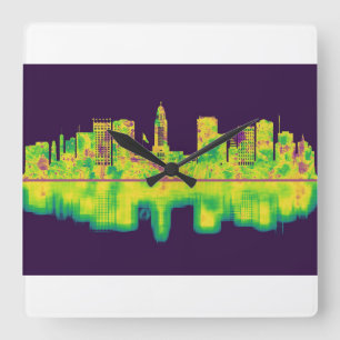 Lincoln Nebraska Skyline Square Wall Clock