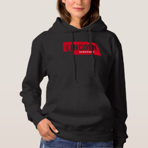 Lincoln Nebraska State Outline   Bold Red Midwest  Hoodie