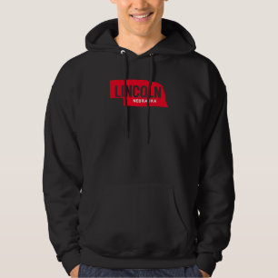 Lincoln Nebraska State Outline Bold Red Midwest Hoodie