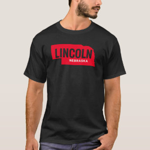 Lincoln Nebraska State Outline Bold Red Midwest T-Shirt