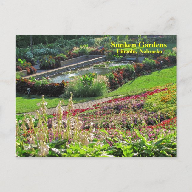 Lincoln, Nebraska Sunken Gardens #222N   0222 Postcard (Front)
