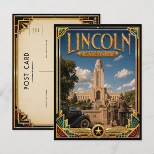 Lincoln Nebraska Vintage Art Deco Golden Age Postcard