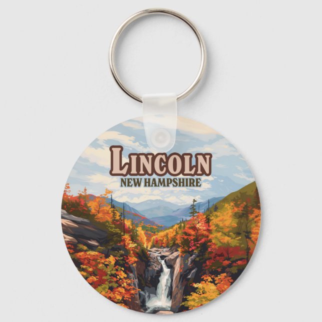Lincoln New Hampshire Franconia Falls Autumn Key Ring (Front)