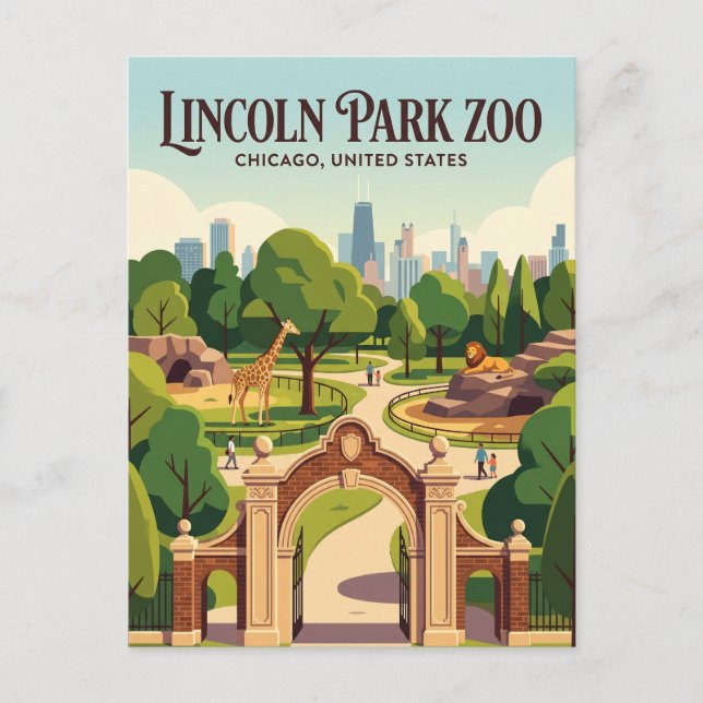 Lincoln Park Zoo Illinois Postcard (Front)