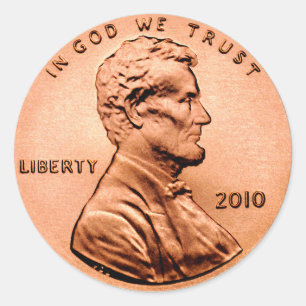 Lincoln Penny Classic Round Sticker