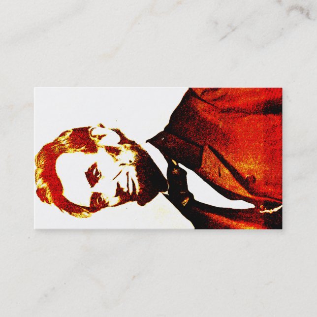Lincoln Pop Art Colourized Sideways Portrait Business Card (Front)