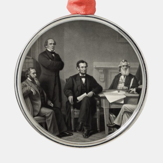 Lincoln Reading the Emancipation Proclamation Metal Tree Decoration (Front)
