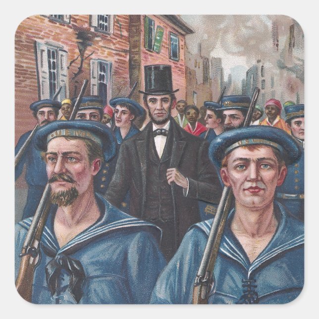 Lincoln Visiting Richmond VA in 1865 Square Sticker (Front)