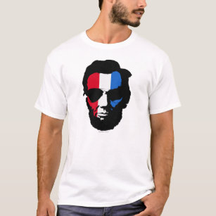 Lincoln with Aviator Sunglasses - Red White Blue T-Shirt
