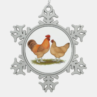 Lincolnshire Buff Chickens Snowflake Pewter Christmas Ornament