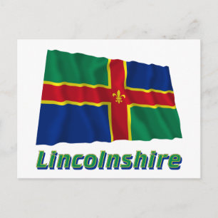 Lincolnshire Waving Flag with Name Postcard