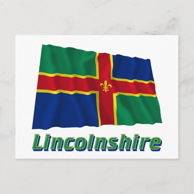 Lincolnshire Waving Flag with Name Postcard (Front)
