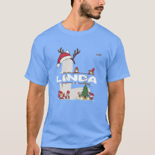 Linda Christmas w Linda Name for funny Xmas T-Shirt