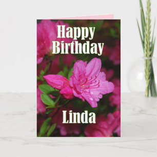 Linda Pink Azalea Happy Birthday Card