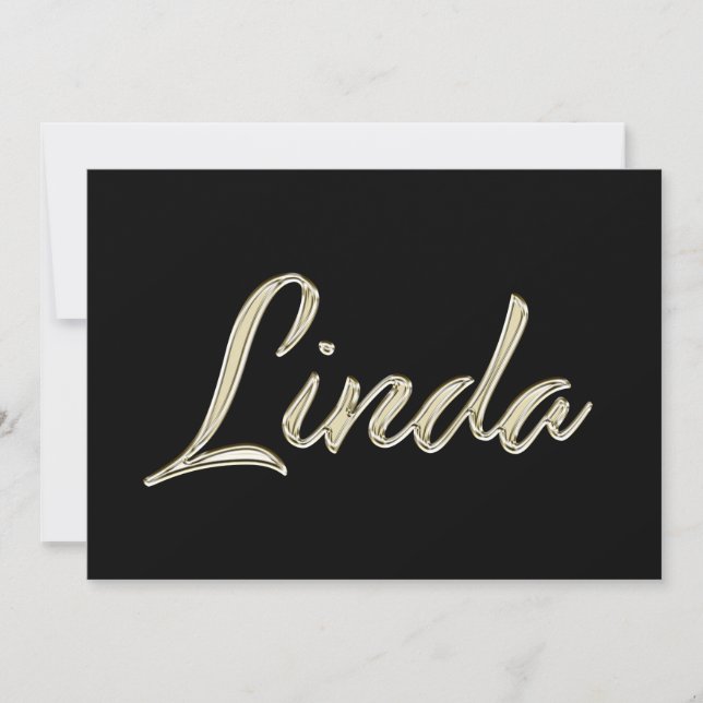 Linda white gold handwriting card (Front)