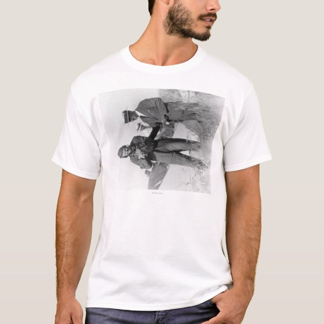 Lindbergh and Wright with Wrecked Plane T-Shirt (Front)