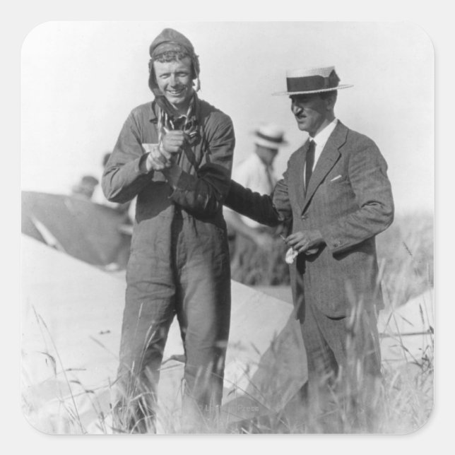 Lindbergh and Wright - Wrecked Plane Square Sticker (Front)