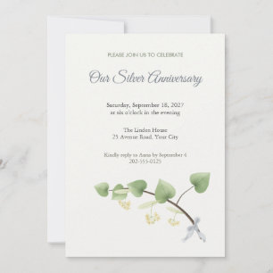 Linden Blossom Silver Anniversary Invitation