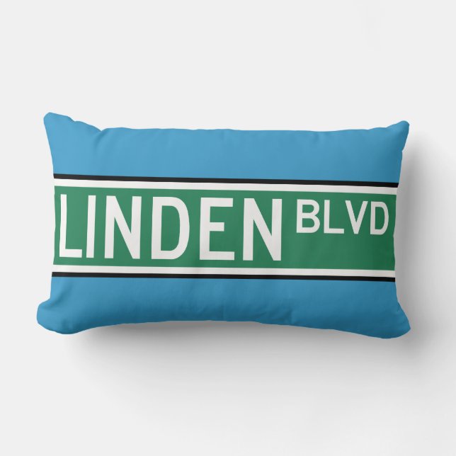 Linden Boulevard Sign Lumbar Cushion (Front)