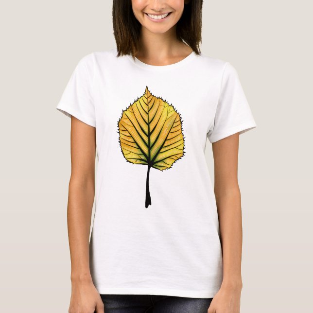Linden Fall Leaf Art T-Shirt (Front)