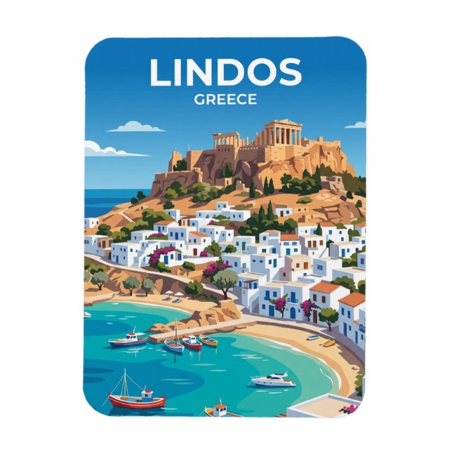 Lindos Greece Magnet (Vertical)