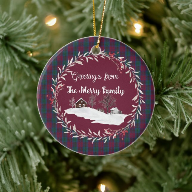 Lindsay Ancient Original Scottish Tartan  Ceramic Tree Decoration (Tree)