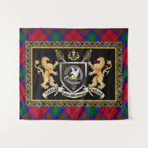 Lindsay Clan Badge & Motto w/Lions Tapestry