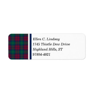 Lindsay Clan Maroon, Green, and Blue Tartan