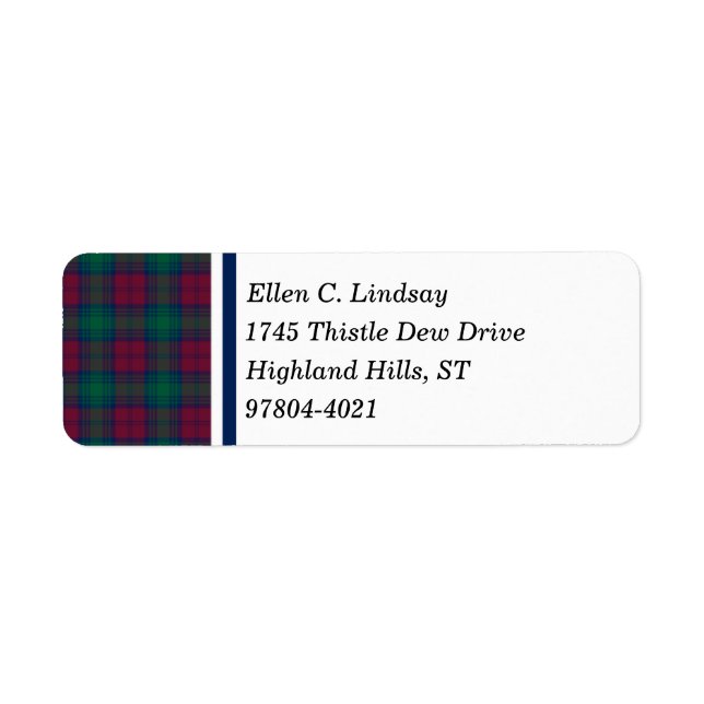 Lindsay Clan Maroon, Green, and Blue Tartan (Front)