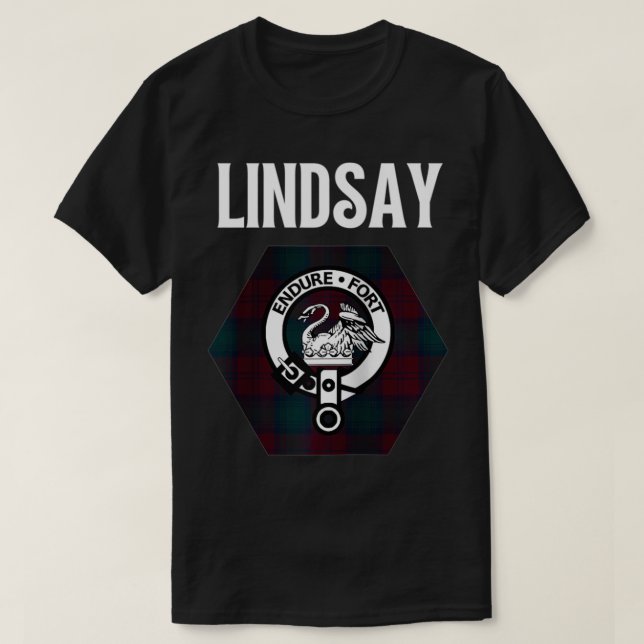 Lindsay Clan Scottish Name Coat Of Arms Tartan  T-Shirt (Design Front)