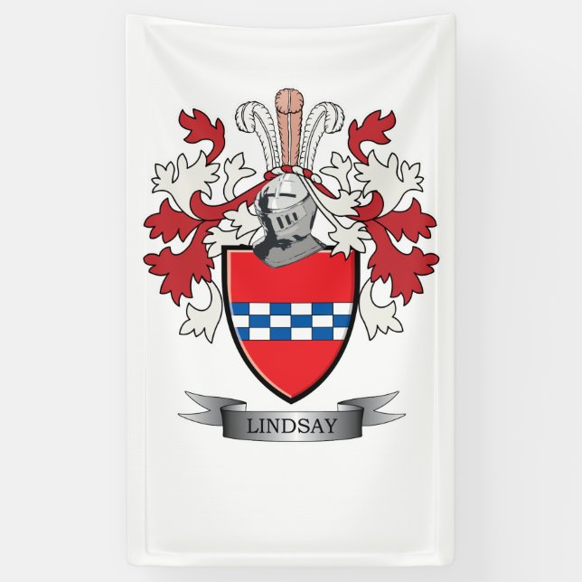 Lindsay Family Crest and Lindsay Coat of Arms Banner (Vertical)