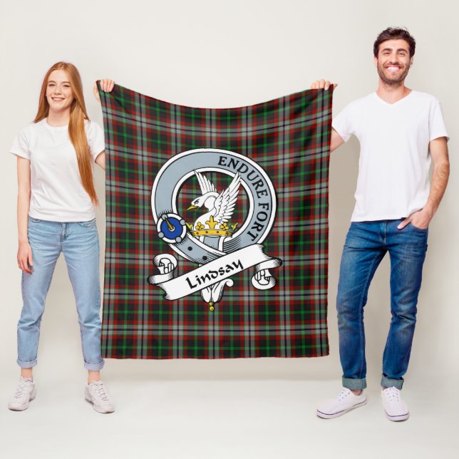 Lindsay Hunting Clan Badge Tartan Plaid Fleece Blanket (In Situ)