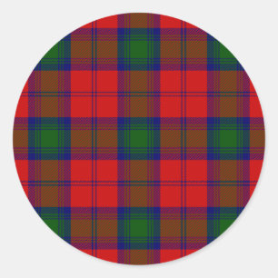 Lindsay tartan red green plaid classic round sticker